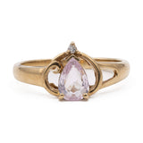 Anello vintage in oro giallo 9k zaffiro rosa e diamante