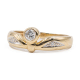 Anello vintage in oro giallo 14k con diamanti (0,10ctw) , anni '70