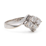 Anello vintage in oro bianco 14k con diamanti (0,50ctw), anni '70