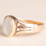 Anello a fascia antico in oro giallo 14K con pietra di Luna, anni ‘20/‘30