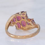 Anello vintage in oro giallo 8K con tormaline rosse, anni ‘80
