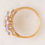 Anello vintage in oro giallo 9K con tanzaniti (1ctw ca.) e diamanti