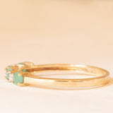 Veretta vintage in oro giallo 9K con smeraldi (0.24ctw ca.) e diamante, anni ‘70/‘80