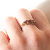 Anello vintage in oro giallo 9K con tormaline arancioni (0.80ctw ca.) e diamanti (0.04ctw ca.), anno 2006