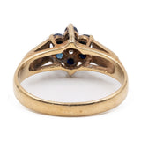 Anello vintage in oro giallo 9k con zaffiri e diamante