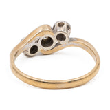 Anello vintage trilogy in oro giallo 9K e argento con diamanti