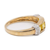 Anello vintage in oro giallo 9k con zaffiri gialli e diamanti