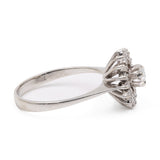 Anello vintage in oro bianco 18K con diamanti (0.32ctw ca.), anni '70