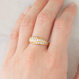 Anello a fascia vintage in oro giallo 18K con diamanti di taglio brillante (1ctw ca), anni ‘70