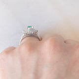 Anello ballerina vintage in platino con smeraldo (0.40ct) e diamanti (0.38ctw), anni ‘90