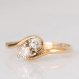 Toi et Moi vintage in oro giallo 9K con diamanti di taglio brillante (0.28ctw ca.), anni ‘80