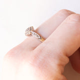 Anello vintage in oro giallo e bianco 9K con diamanti (0.15ct ca.), anni ‘70