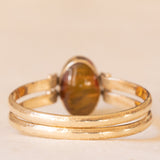 Anello doppio girevole vintage in oro giallo 9K con amazonite e ambra, anni ‘70/‘80