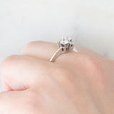Anello vintage in oro bianco 14K con diamanti di taglio brillante (0.62ctw ca.), anni ‘70/‘80