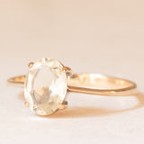 Solitario vintage in oro giallo 9K con quarzo citrino (1ct ca.), anno 1981