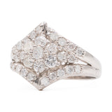 ANELLO GEOMETRICO CON FIORE IN PLATINO CON DIAMANTI (1CTW), ANNI ‘80