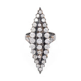 Anello vintage a marquise in oro giallo 18k brunito con diamanti (2,20ctw), anni '40/'50