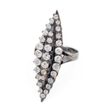 Anello vintage a marquise in oro giallo 18k brunito con diamanti (2,20ctw), anni '40/'50