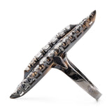 Anello vintage a marquise in oro giallo 18k brunito con diamanti (2,20ctw), anni '40/'50