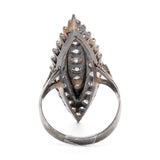 Anello vintage a marquise in oro giallo 18k brunito con diamanti (2,20ctw), anni '40/'50