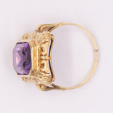 Anello da cocktail vintage in oro giallo 14K con ametista (4.60ct ca.), anni ‘70