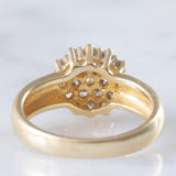 Anello a fiore e a fascia in oro giallo 14K con diamanti di taglio brillante (0.70ctw ca.), anni ‘70