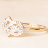 Anello vintage in oro giallo e bianco 9K con diamanti