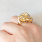 Anello ballerina vintage in oro giallo 14K con diamanti di taglio brillante e tapered (2.20ctw ca.), anni ‘80/‘90