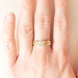 Anello vintage in oro giallo e bianco 9K con diamanti di taglio brillante (0.18ctw ca.), anno ‘1988