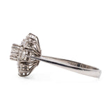 Anello vintage a fiocco di neve in oro bianco 14K con diamanti di taglio brillante (1ctw ca.), anni '70
