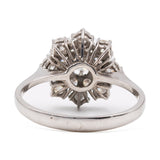 Anello vintage a fiocco di neve in oro bianco 14K con diamanti di taglio brillante (1ctw ca.), anni '70