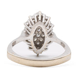 Anello vintage a navette in oro bianco 14k con diamanti (1.07ctw), anni '70