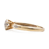 Anello a fiore vintage in oro giallo 9K con diamanti di taglio brillante (0.10ctw ca.)