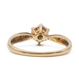 Anello a fiore vintage in oro giallo 9K con diamanti di taglio brillante (0.10ctw ca.)
