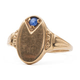 Anello vintage in oro giallo 18k con pasta di vetro blu