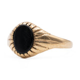 Anello vintage chevalier in oro giallo 9k con onice