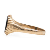 Anello vintage chevalier in oro giallo 9k con onice