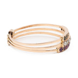 Anello vintage harem in oro rosa 14k con smeraldi, perline e rubini