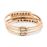 Anello vintage harem in oro rosa 14k con smeraldi, perline e rubini