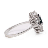 Anello vintage a margherita in oro bianco 14k con zaffiro (1ct) e diamanti (0,24ctw)