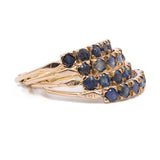 Anello vintage harem a 4 anelli in oro giallo 14k e zaffiri