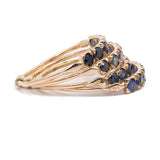 Anello vintage harem a 4 anelli in oro giallo 14k e zaffiri