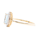 Anello vintage in oro giallo 9k con topazio e diamanti