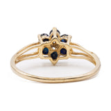 Anello vintage in oro giallo 9k con zaffiri e diamanti