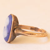 Anello vintage in oro giallo 9K con jasperware, anni ‘60/‘70