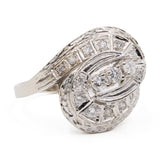 Anello vintage in oro bianco 14K con diamanti di taglio brillante (0.30ctw ca.), anni '70