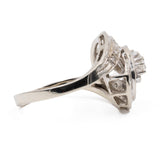 Anello vintage in oro bianco 14K con diamanti di taglio brillante (0.30ctw ca.), anni '70