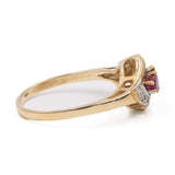 Anello vintage in oro giallo 14k con rubini e diamanti