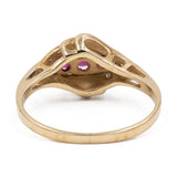 Anello vintage in oro giallo 14k con rubini e diamanti