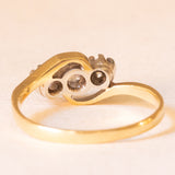 Trilogy bypass antico in oro giallo e bianco 15K con diamanti (0.12ctw ca.), anni ‘20